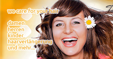 Titelbild Frieseursalon Haircut lachende Frau mit Blume im Haar, jpg