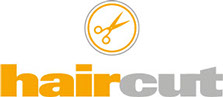 Logo Friseursalon Haircut mit Schere, jpg